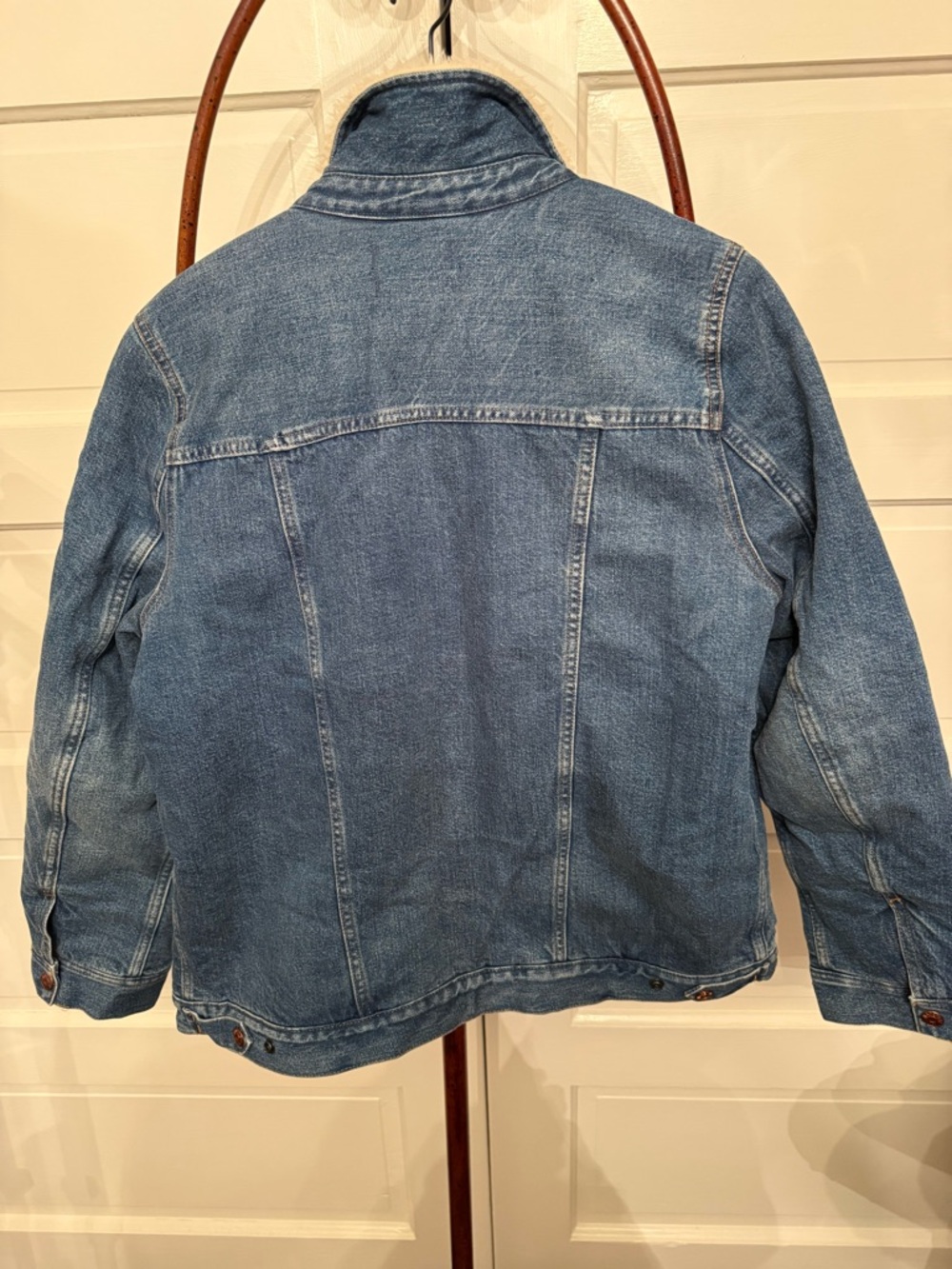 Madewell Oversized Sherpa Lined Denim Jacket Women’s Large Trucker Coat NWT - Picture 6 of 7